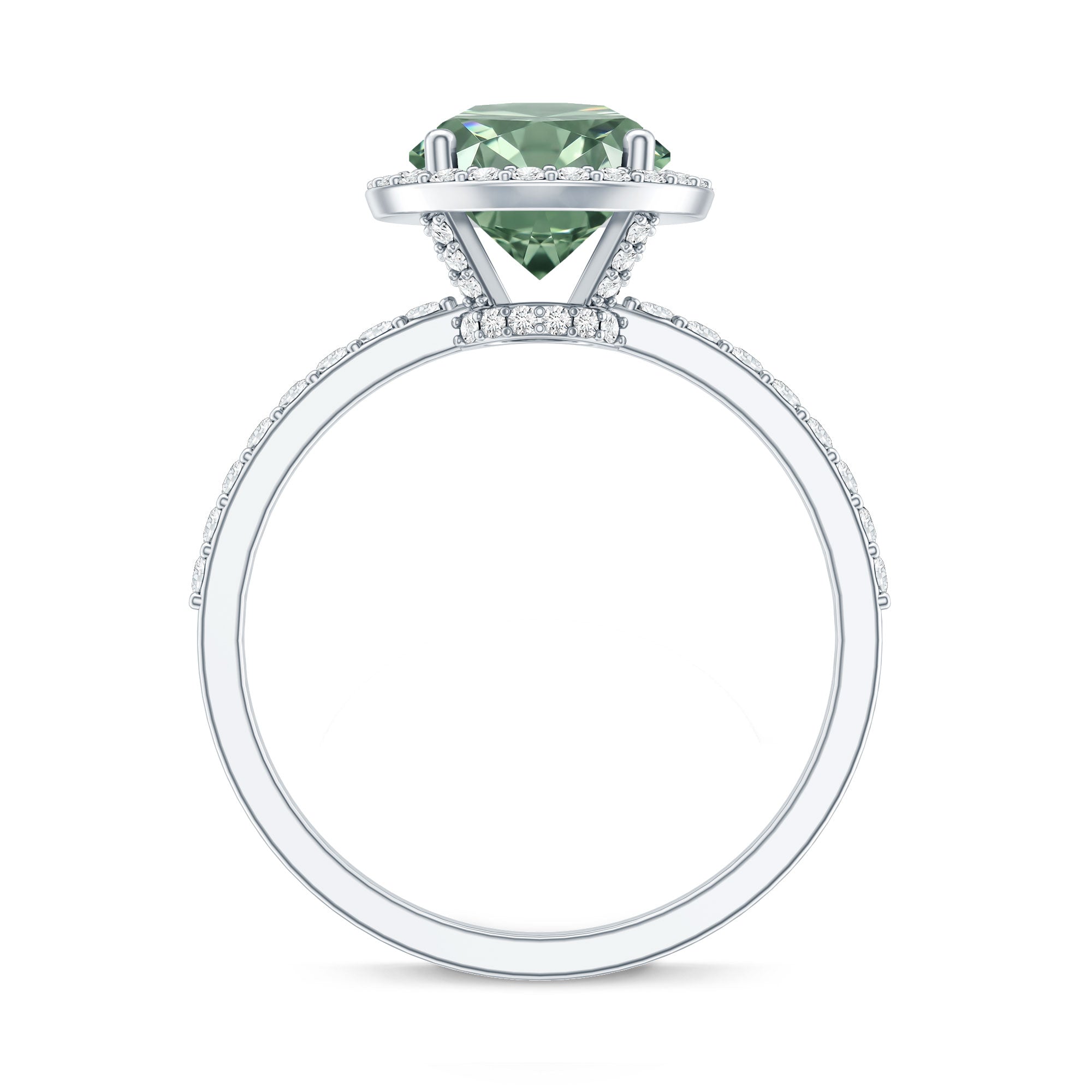 2 Carat IGI Certified Lab Grown Green Diamond Halo Engagement Ring for Women Vivid Green - VS1 - Rosec Jewels