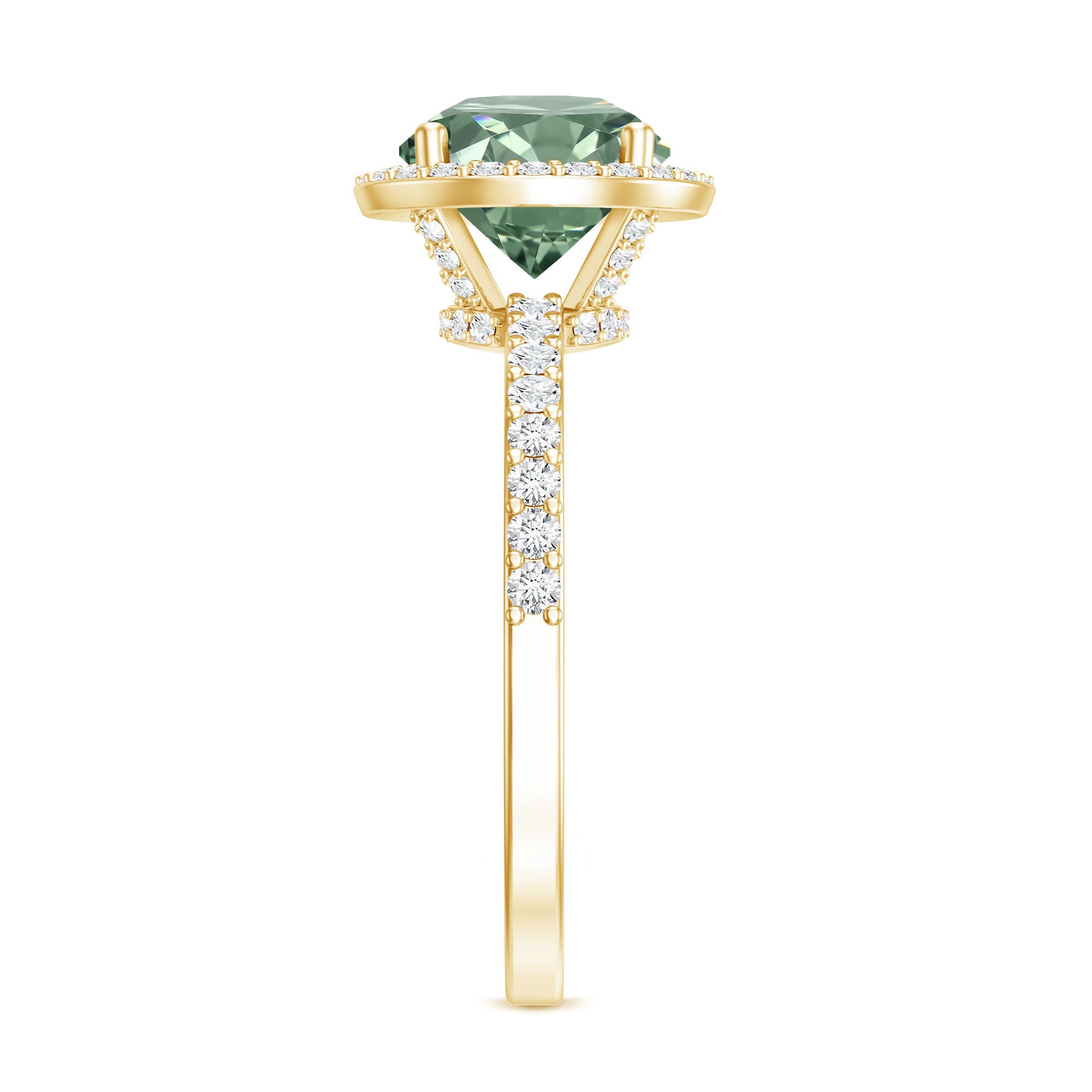 2 Carat IGI Certified Lab Grown Green Diamond Halo Engagement Ring for Women Vivid Green - VS1 - Rosec Jewels