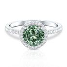 IGI Certified Lab 3 Carat Green Diamond Engagement Ring with Halo Vivid Green - VS1 - Rosec Jewels