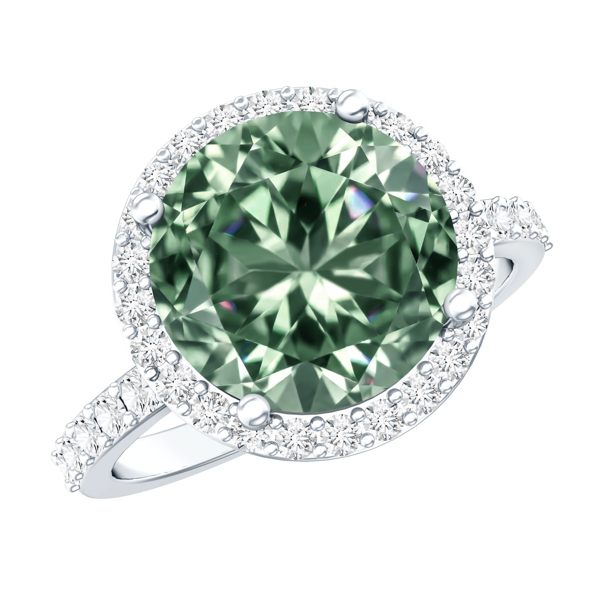 5 Carat Lab Grown Green and White Diamond Huge Engagement Ring with IGI Certificate Vivid Green - VS1 - Rosec Jewels