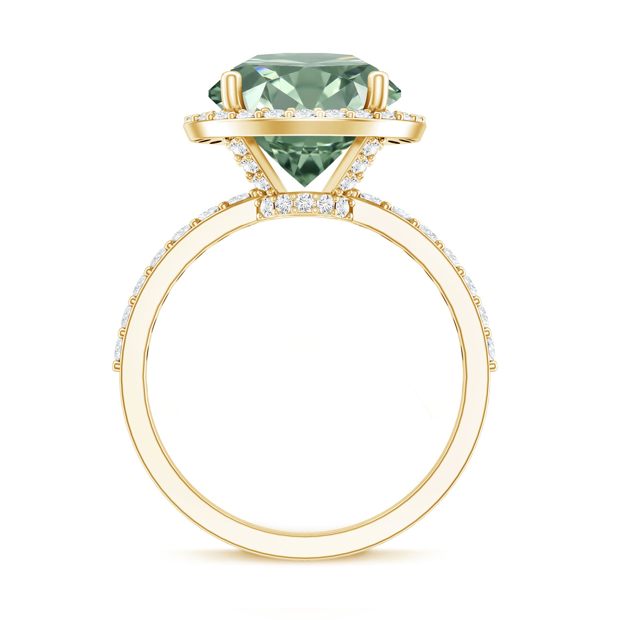 5 Carat Lab Grown Green and White Diamond Huge Engagement Ring with IGI Certificate Vivid Green - VS1 - Rosec Jewels