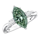 Rosec Jewels-2 Carat Marquise Cut Lab Green Diamond Crossover Engagement Ring with IGI Certificate