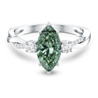 Rosec Jewels-2 Carat Marquise Cut Lab Green Diamond Crossover Engagement Ring with IGI Certificate