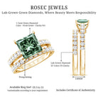 IGI Certified 1 Carat Princess Cut Lab Grown Green Diamond Bridal Ring Set Vivid Green - VS1 - Rosec Jewels