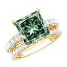 4 Carat Lab Grown Green Diamond Princess Cut Wedding Ring Set IGI Certified Vivid Green - VS1 - Rosec Jewels