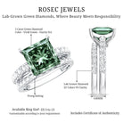 5 Carat Princess Cut Bridal Ring Set with IGI Certified Lab Grown Green Diamond Vivid Green - VS1 - Rosec Jewels