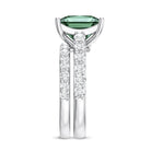5 Carat Princess Cut Bridal Ring Set with IGI Certified Lab Grown Green Diamond Vivid Green - VS1 - Rosec Jewels
