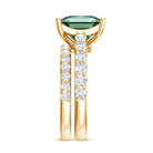 5 Carat Princess Cut Bridal Ring Set with IGI Certified Lab Grown Green Diamond Vivid Green - VS1 - Rosec Jewels