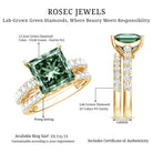 4 Carat Lab Grown Green Diamond Princess Cut Bridal Ring Set with IGI Certificate Vivid Green - VS1 - Rosec Jewels
