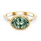 3 Carat East West Set Lab Grown Green Diamond Oval Engagement Ring IGI Certified Vivid Green - VS1 - Rosec Jewels