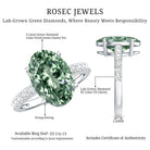 Rosec Jewels-Elongated 4 Carat Oval Lab Grown Green Diamond Engagement Ring IGI Certified