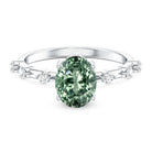 2 Carat Oval Lab Grown Green Diamond Solitaire Engagement Ring with IGI Certificate Vivid Green - VS1 - Rosec Jewels
