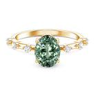 2 Carat Oval Lab Grown Green Diamond Solitaire Engagement Ring with IGI Certificate Vivid Green - VS1 - Rosec Jewels