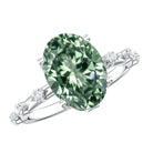 Lab Grown Green Diamond 3 Carat Oval Engagement Ring IGI Certified Vivid Green - VS1 - Rosec Jewels