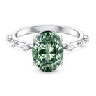 Lab Grown Green Diamond 3 Carat Oval Engagement Ring IGI Certified Vivid Green - VS1 - Rosec Jewels