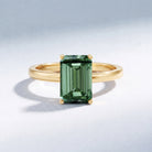 IGI Certified Solitaire Lab Grown Green Diamond Emerald Cut Engagement Ring 2 Carat Vivid Green - VS1 - Rosec Jewels