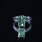 Solitaire Lab Grown Green Diamond 3 Carat Emerald Cut Engagement Ring IGI Certified Vivid Green - VS1 - Rosec Jewels