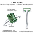 Solitaire Lab Grown Green Diamond 3 Carat Emerald Cut Engagement Ring IGI Certified Vivid Green - VS1 - Rosec Jewels