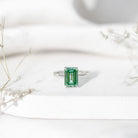 Solitaire Lab Grown Green Diamond 3 Carat Emerald Cut Engagement Ring IGI Certified Vivid Green - VS1 - Rosec Jewels