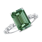 Rosec Jewels-4 Carat Emerald Cut Green Lab Grown Diamond Solitaire Engagement Ring with IGI Certificate