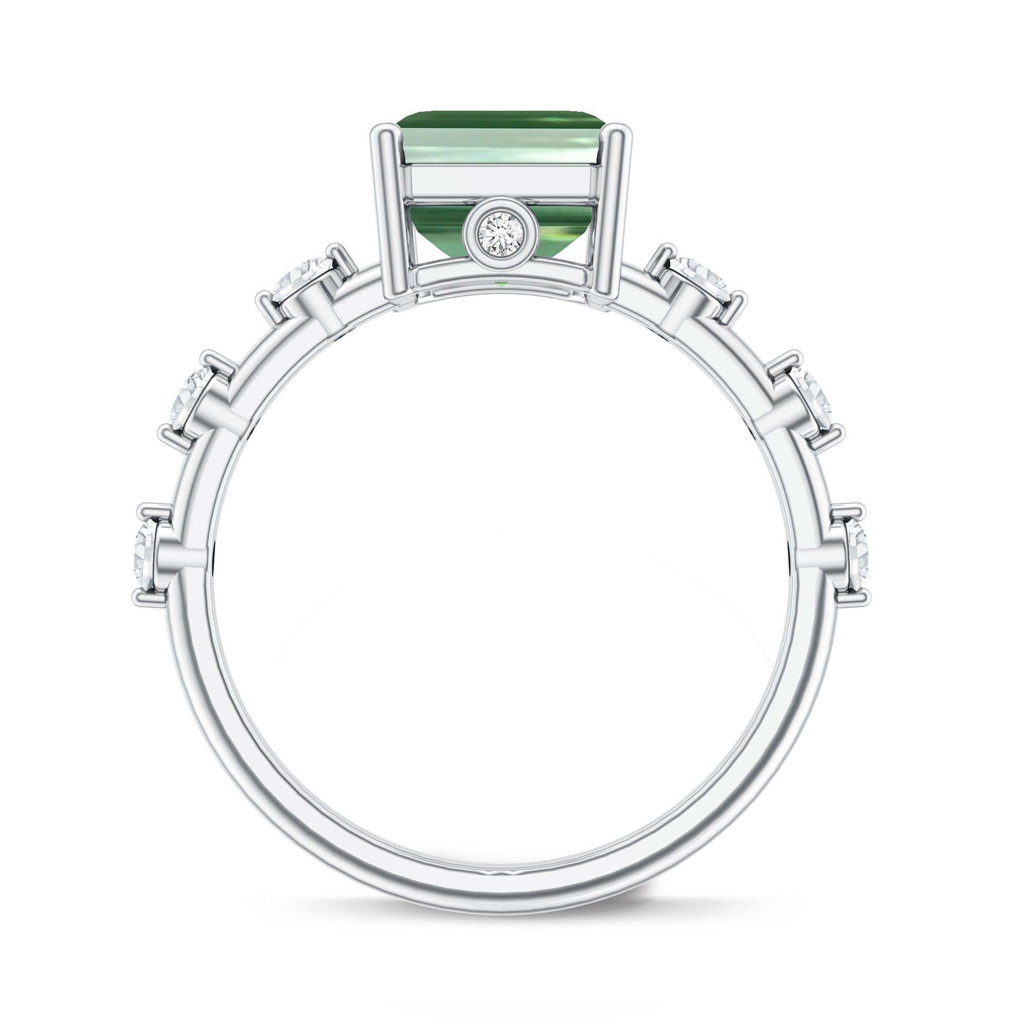 Rosec Jewels-4 Carat Emerald Cut Green Lab Grown Diamond Solitaire Engagement Ring with IGI Certificate