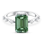 Rosec Jewels-4 Carat Emerald Cut Green Lab Grown Diamond Solitaire Engagement Ring with IGI Certificate