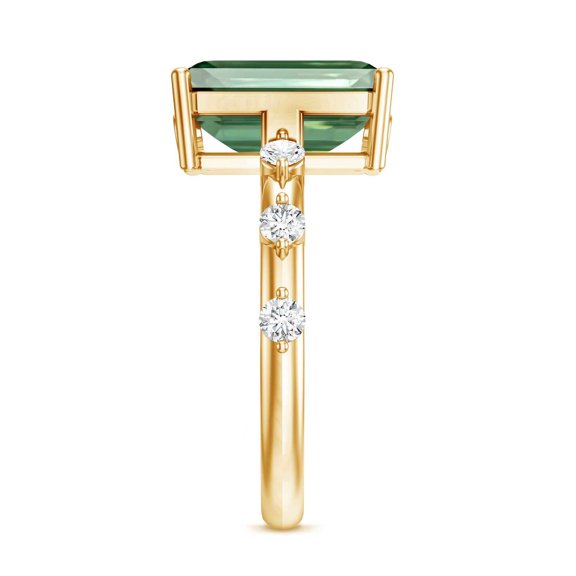 Rosec Jewels-4 Carat Emerald Cut Green Lab Grown Diamond Solitaire Engagement Ring with IGI Certificate