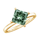 Princess Cut Solitaire Engagement Ring with IGI Certified 2 Carat Lab Created Green Diamond Vivid Green - VS1 - Rosec Jewels
