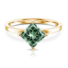 Princess Cut Solitaire Engagement Ring with IGI Certified 2 Carat Lab Created Green Diamond Vivid Green - VS1 - Rosec Jewels