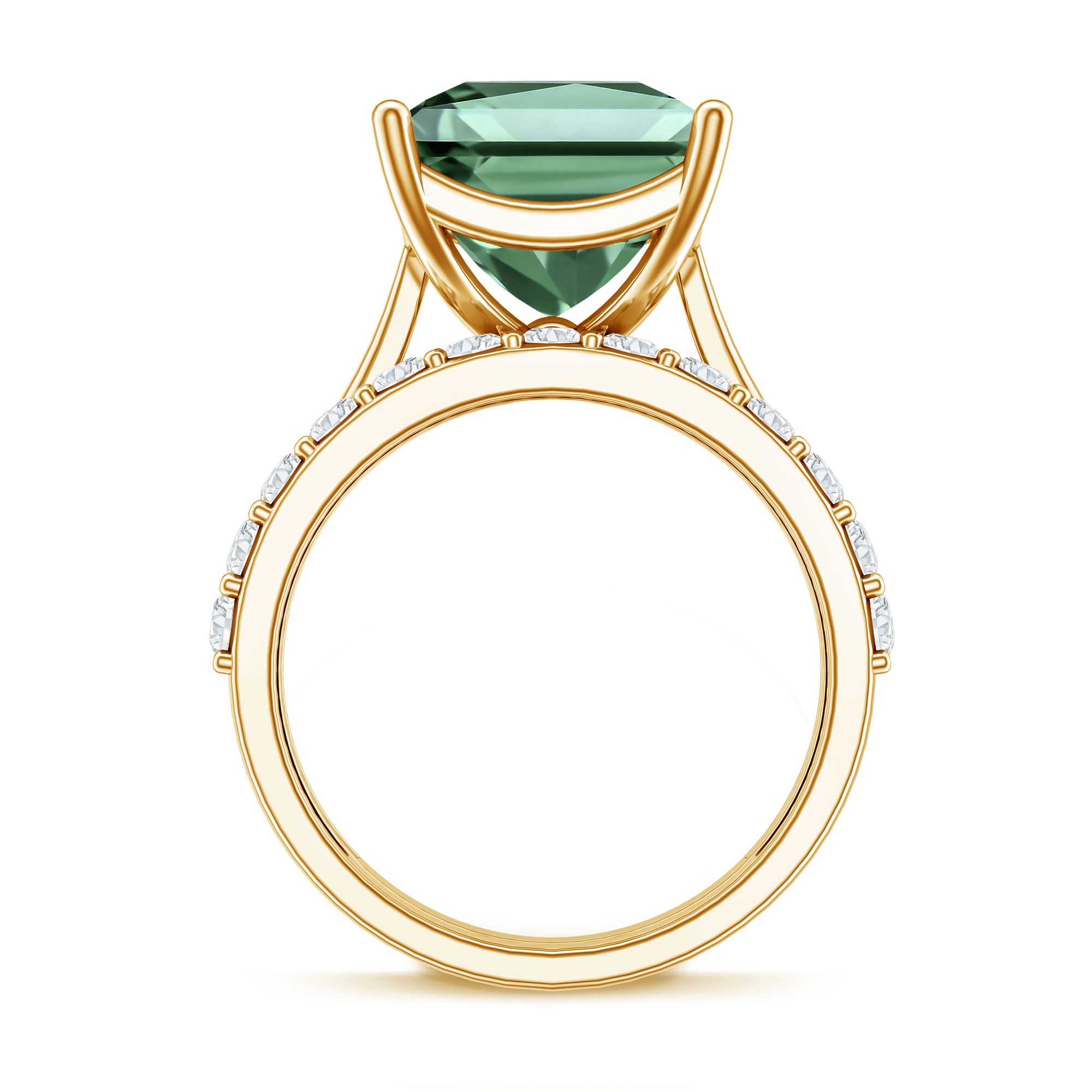 Rosec Jewels-IGI Certified 5 Carat Princess Cut Lab Grown Green Diamond Engagement Ring with Enhancer