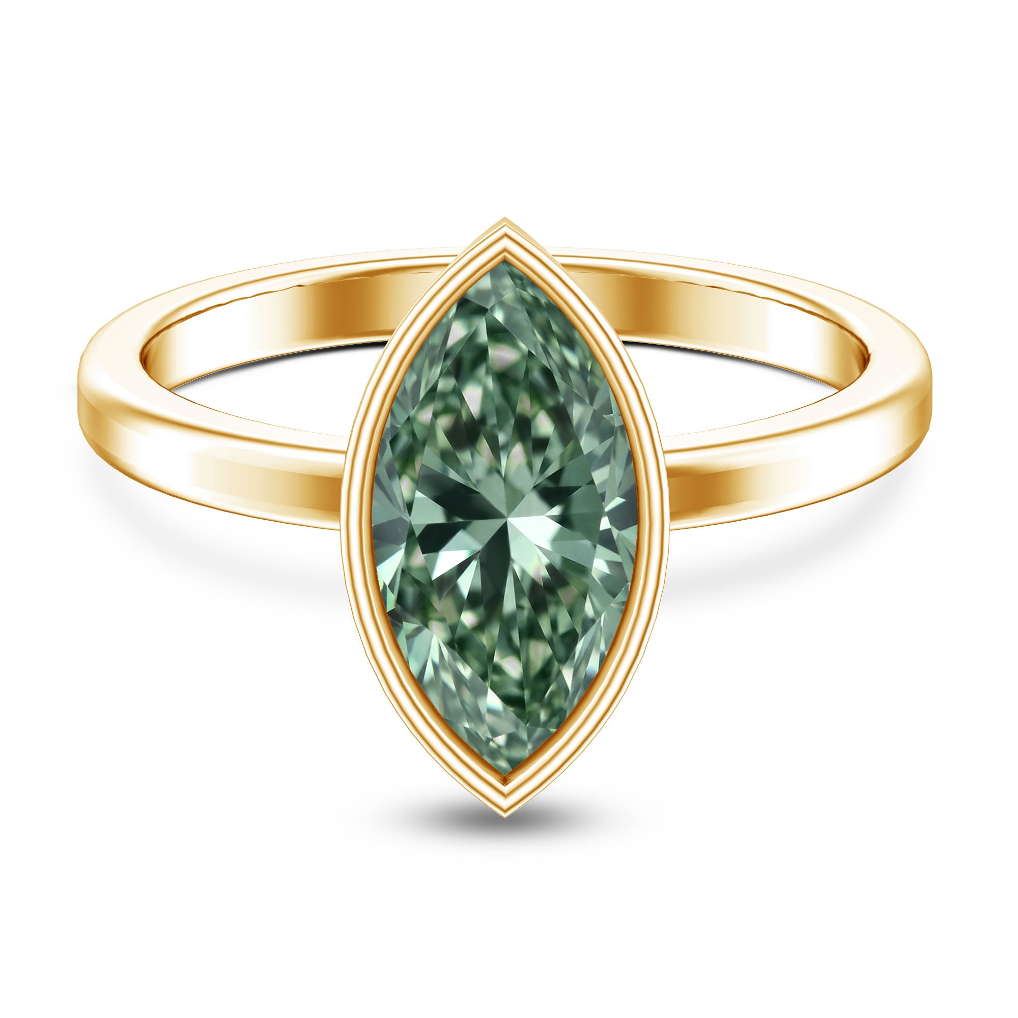Rosec Jewels-2 Carat Marquise Cut Engagement Ring with IGI Certified Lab Grown Green Diamond