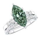 Rosec Jewels-IGI Certified 2 Carat Marquise Cut Lab Grown Green and White Diamond Bridal Ring Set
