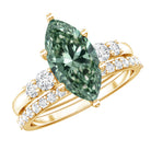 Rosec Jewels-IGI Certified 2 Carat Marquise Cut Lab Grown Green and White Diamond Bridal Ring Set