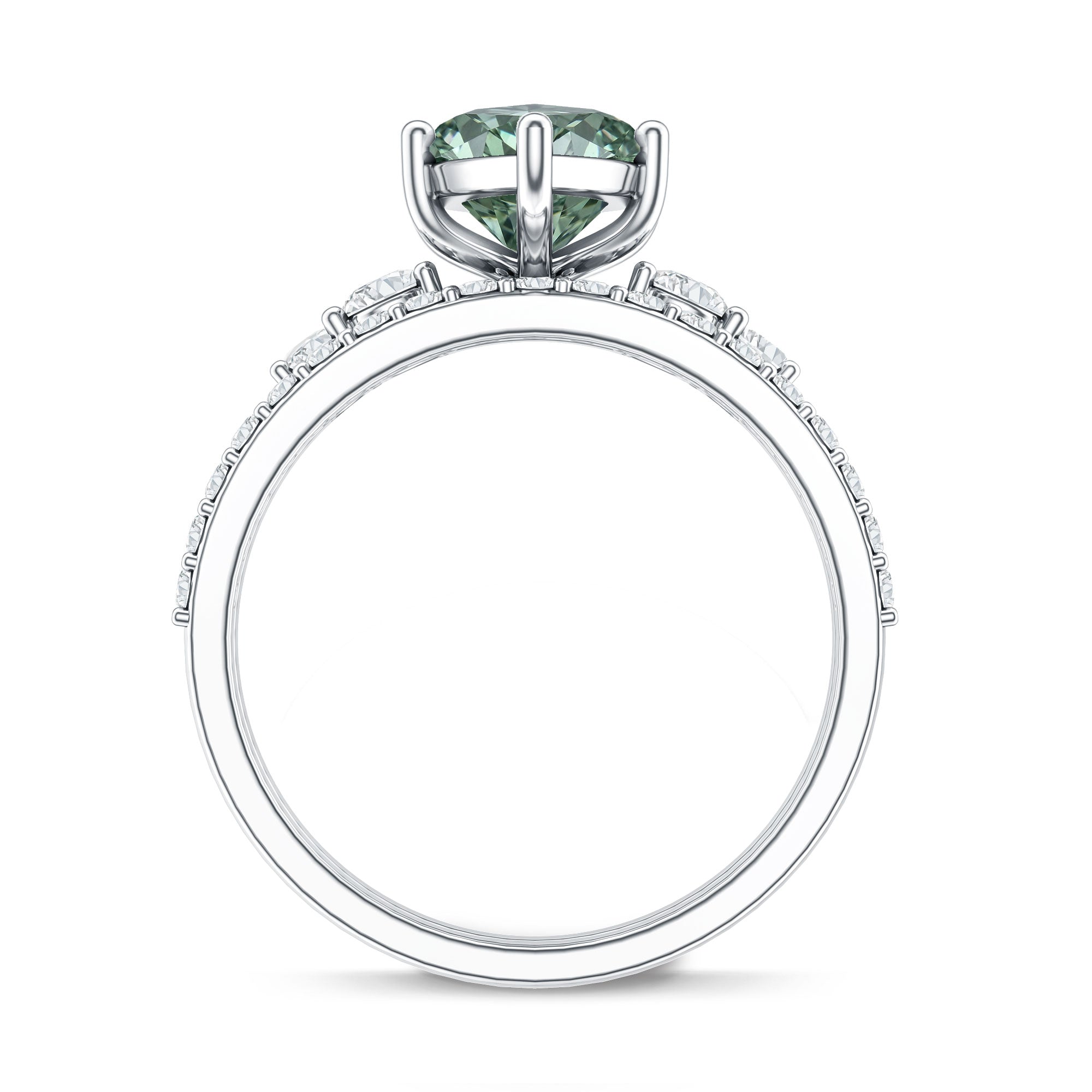 Rosec Jewels-3 Carat Lab Grown Green Diamond Marquise Wedding Ring Set with IGI Certificate