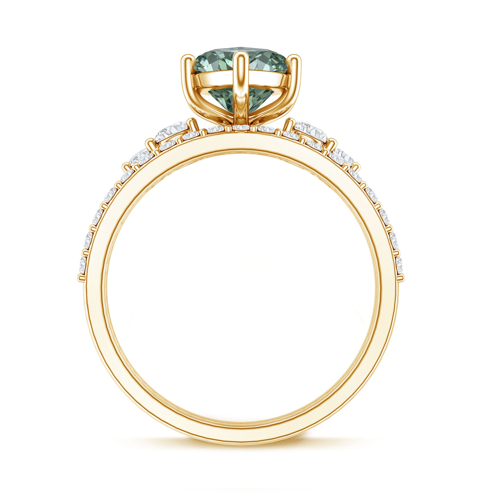 Rosec Jewels-3 Carat Lab Grown Green Diamond Marquise Wedding Ring Set with IGI Certificate