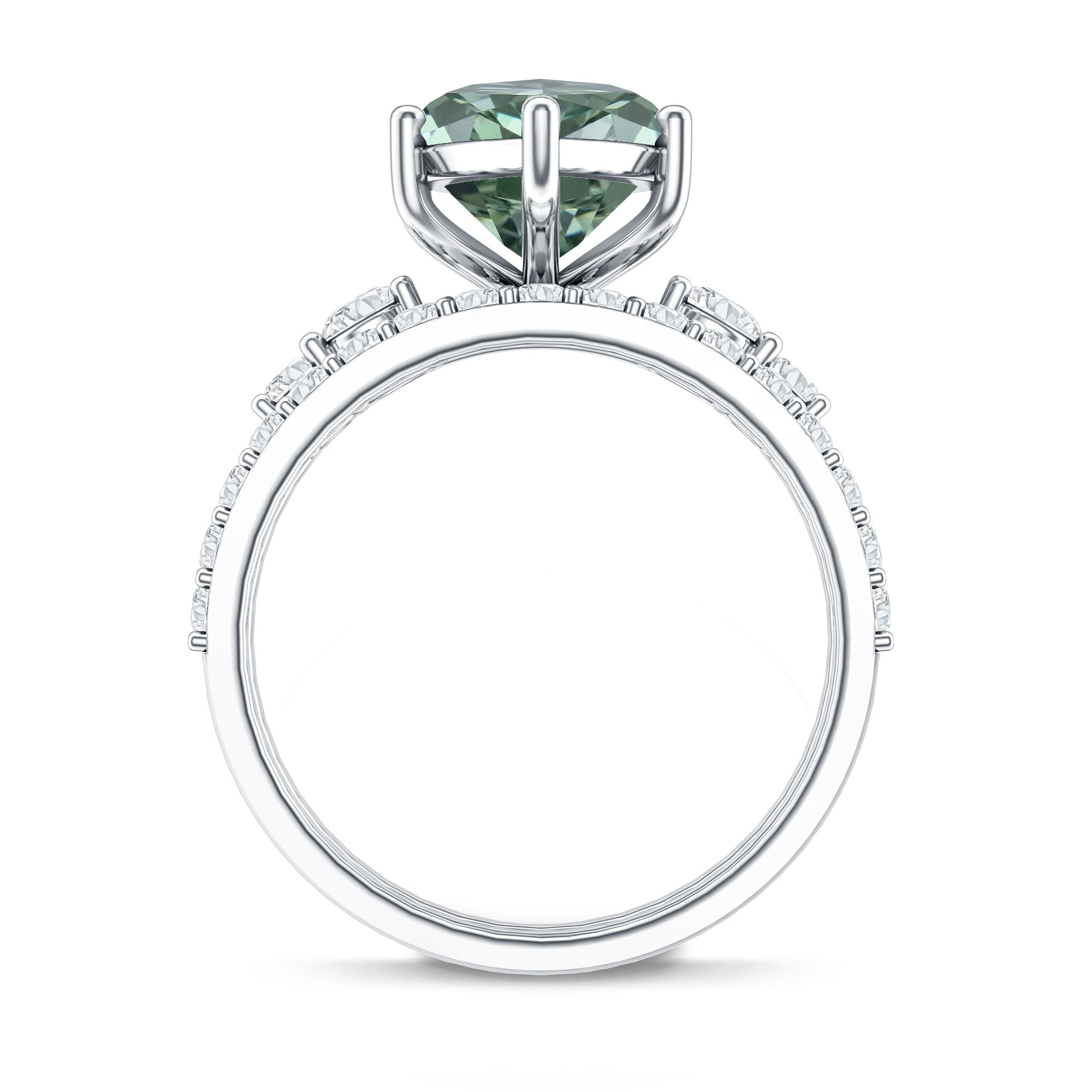 Rosec Jewels-Lab Grown 4 Carat Green Diamond Solitaire Wedding Ring Set with IGI Certified