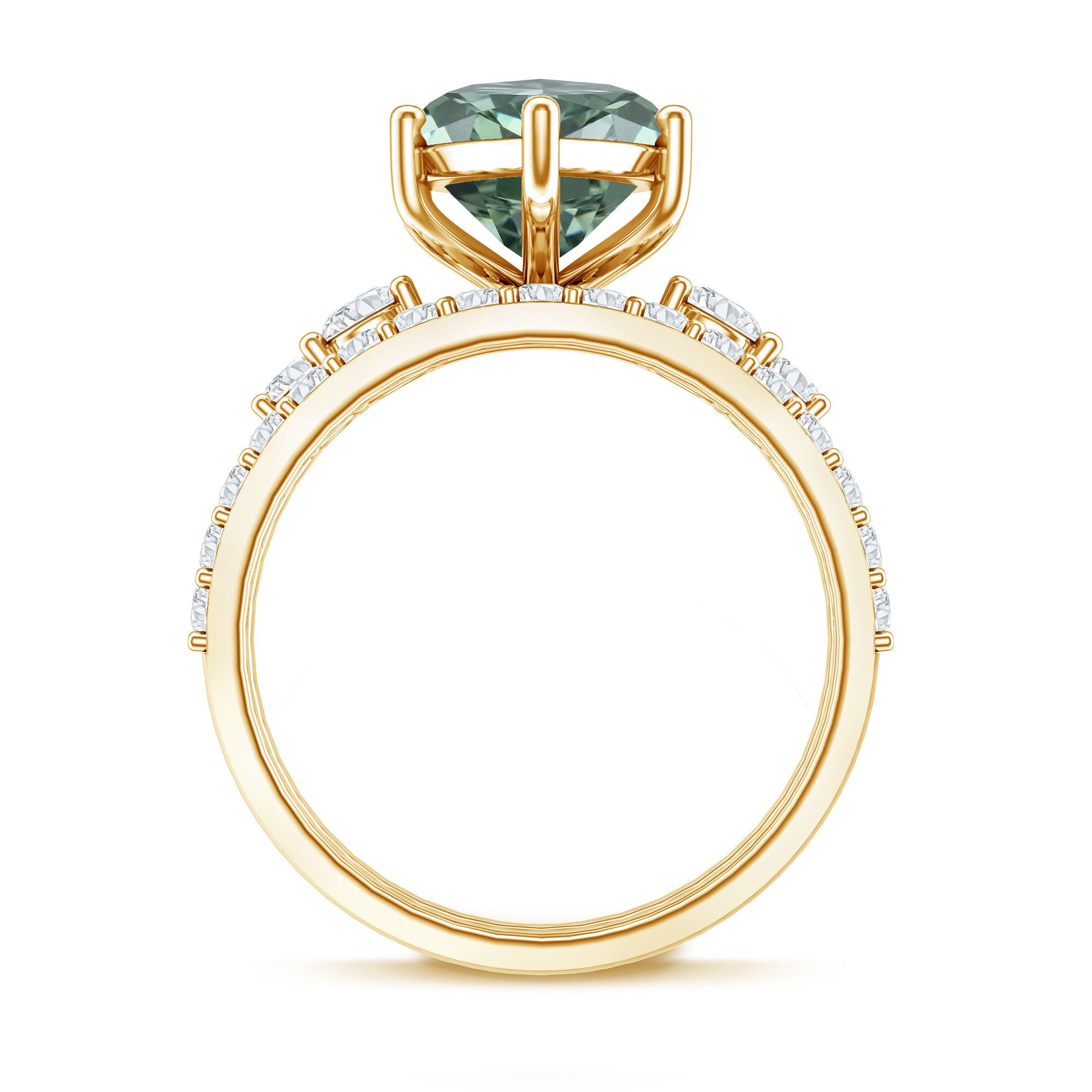 Rosec Jewels-Lab Grown 4 Carat Green Diamond Solitaire Wedding Ring Set with IGI Certified