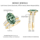 IGI Certified 5 Carat Lab Grown Diamond Oval Engagement Ring with Wedding Band Vivid Green - VS1 - Rosec Jewels