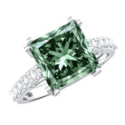 Rosec Jewels-5 Carat Princess Cut Lab Grown Green Diamond Big Engagement Ring with IGI Certificate