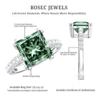 Rosec Jewels-5 Carat Princess Cut Lab Grown Green Diamond Big Engagement Ring with IGI Certificate