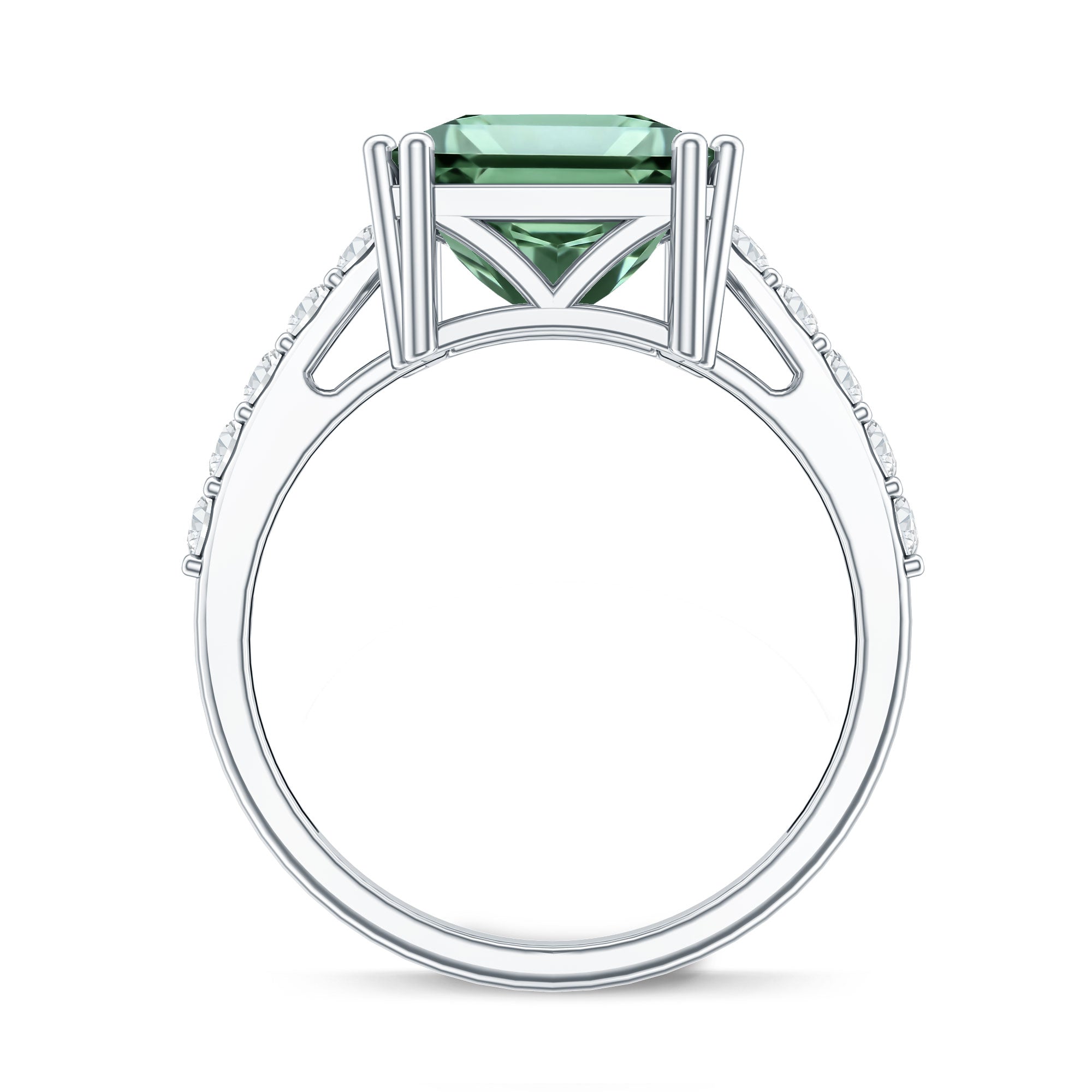 Rosec Jewels-5 Carat Princess Cut Lab Grown Green Diamond Big Engagement Ring with IGI Certificate