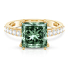 Rosec Jewels-5 Carat Princess Cut Lab Grown Green Diamond Big Engagement Ring with IGI Certificate