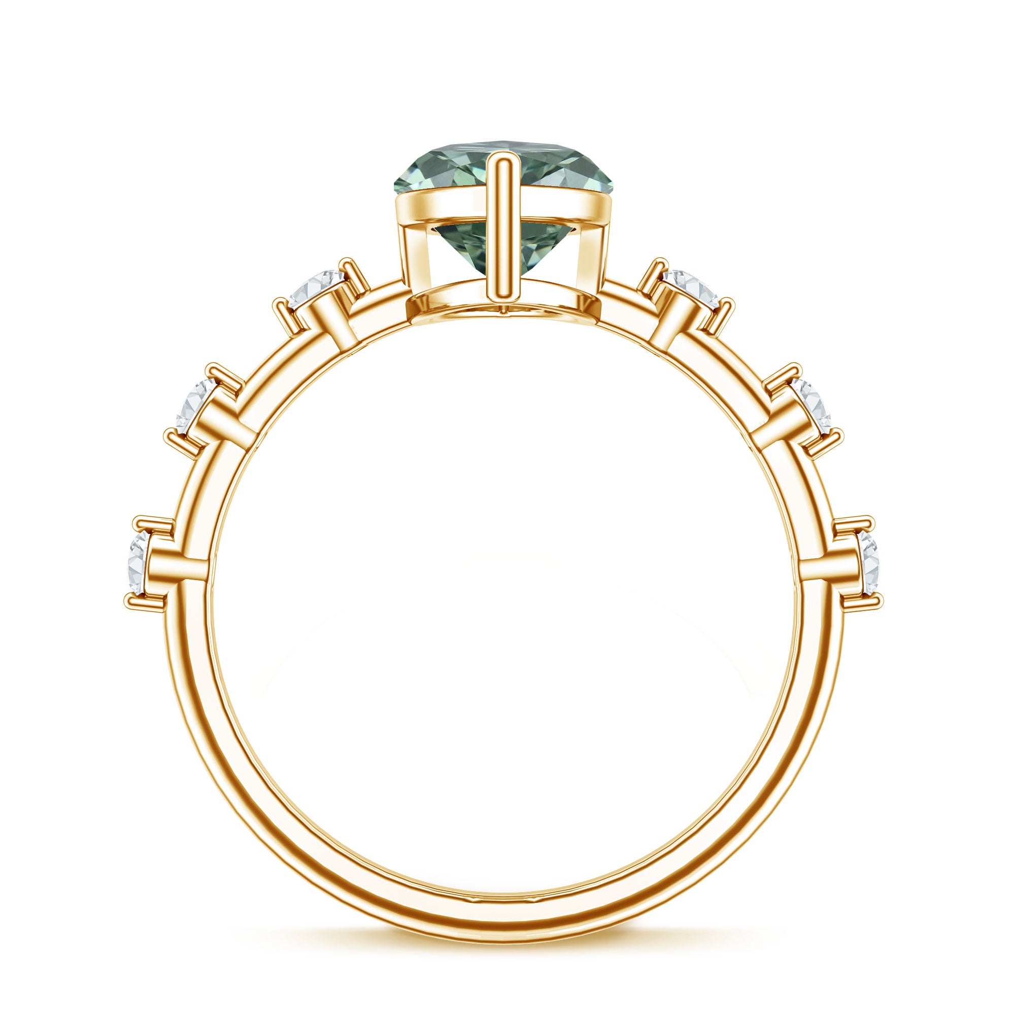 Rosec Jewels-Marquise Cut 2 Carat Lab Grown Green Diamond Solitaire Engagement Ring IGI Certified