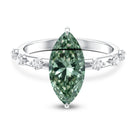 Rosec Jewels-IGI Certified 3 Carat Marquise Lab Grown Green Diamond Engagement Ring with Spaced Accent