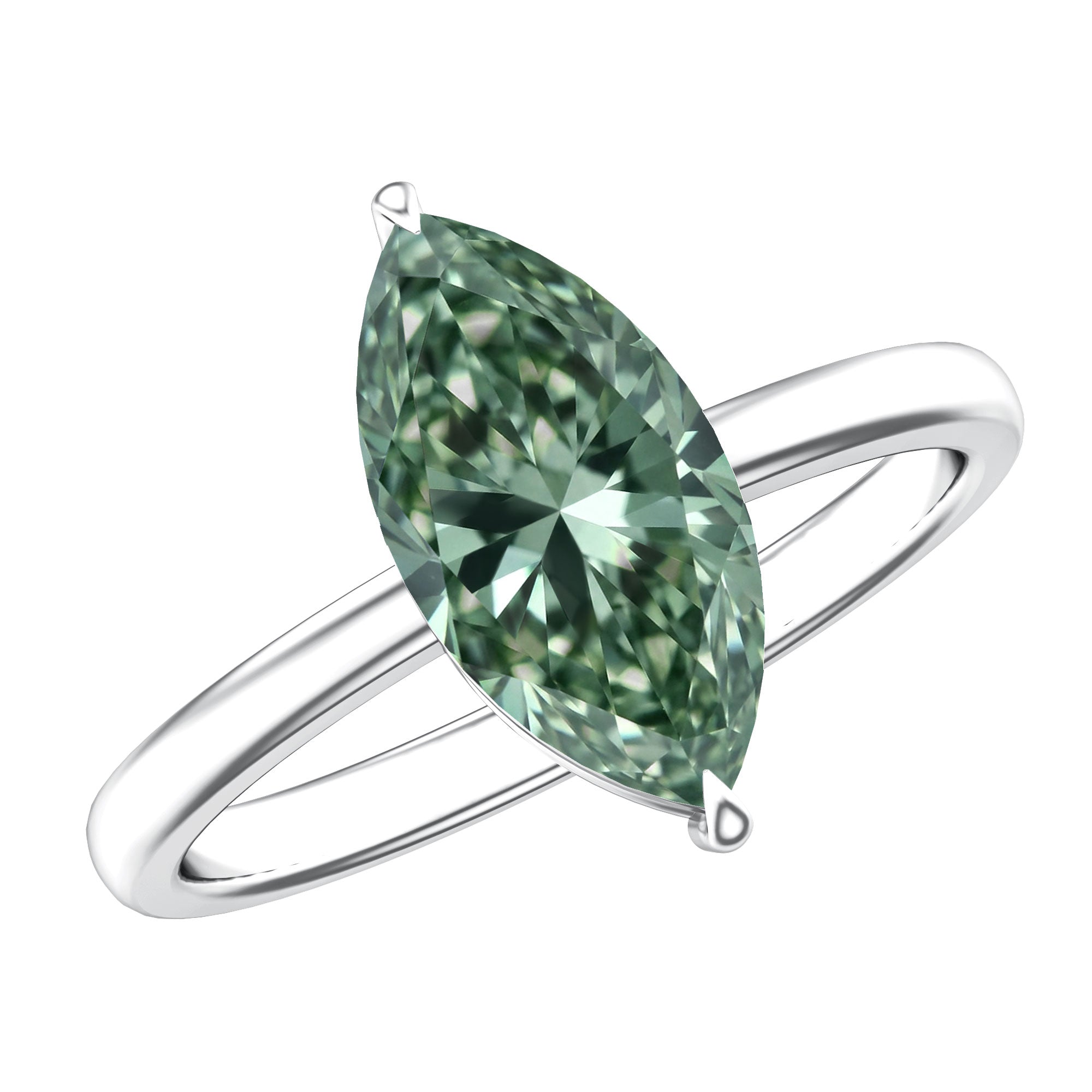 Rosec Jewels-IGI Certified 2 Carat Lab Green Diamond Marquise Engagement Ring for Women