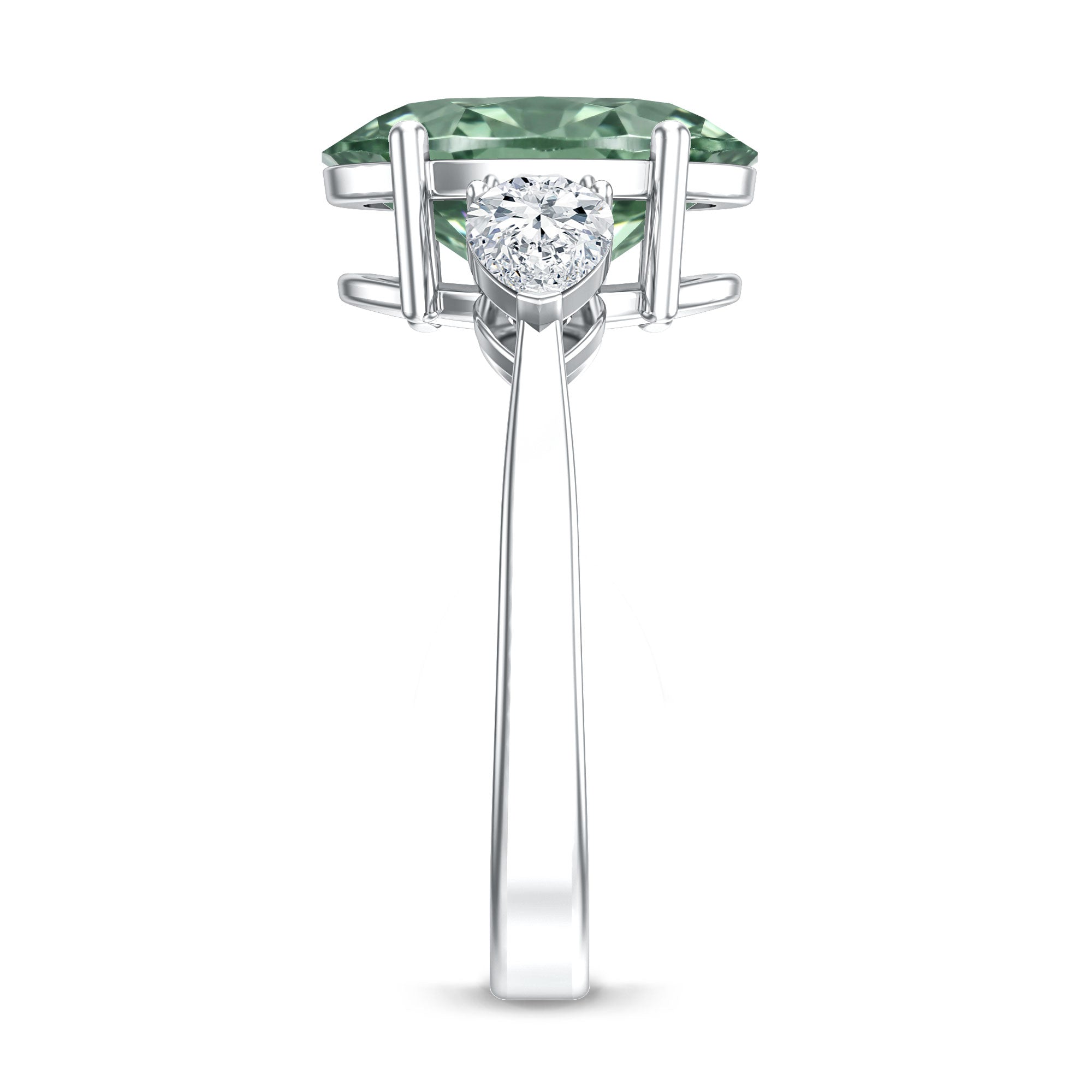 Rosec Jewels-Lab Grown 3 Carat Green Diamond Past Present Future Ring with IGI Certificate