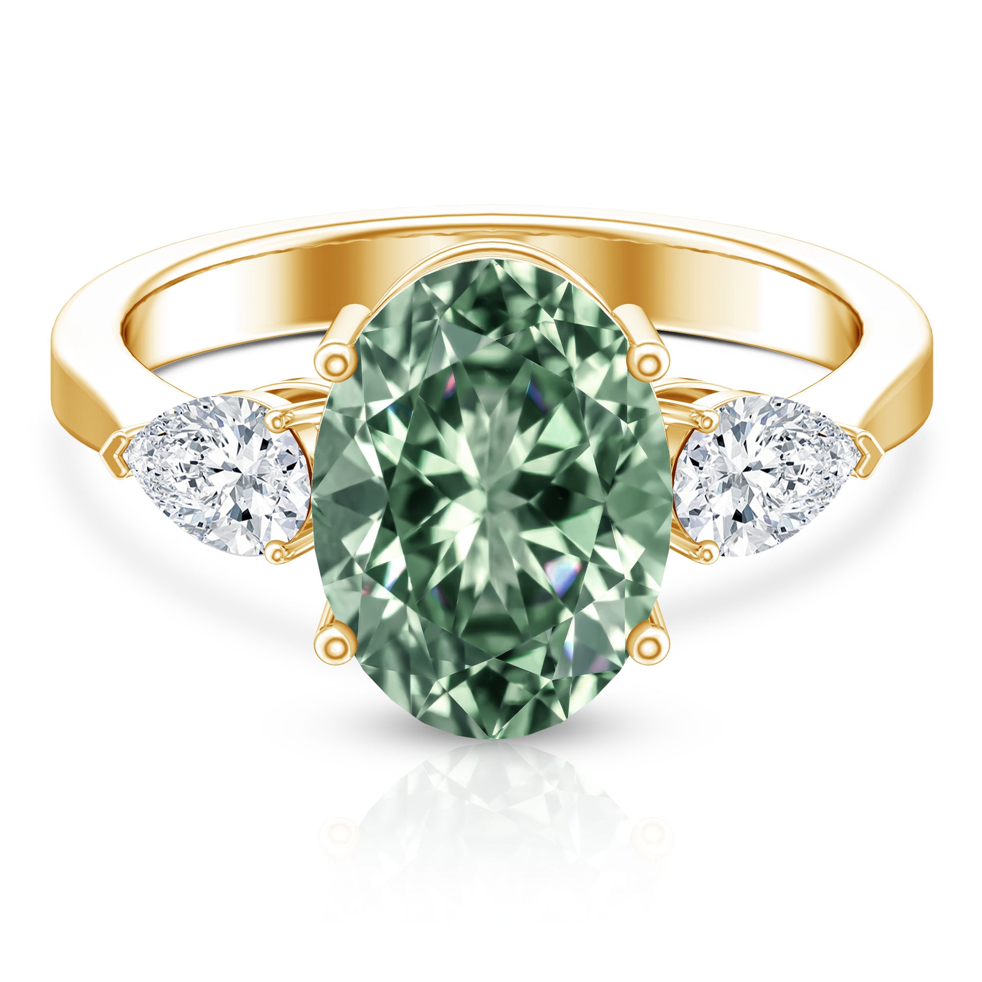 Rosec Jewels-Lab Grown 3 Carat Green Diamond Past Present Future Ring with IGI Certificate
