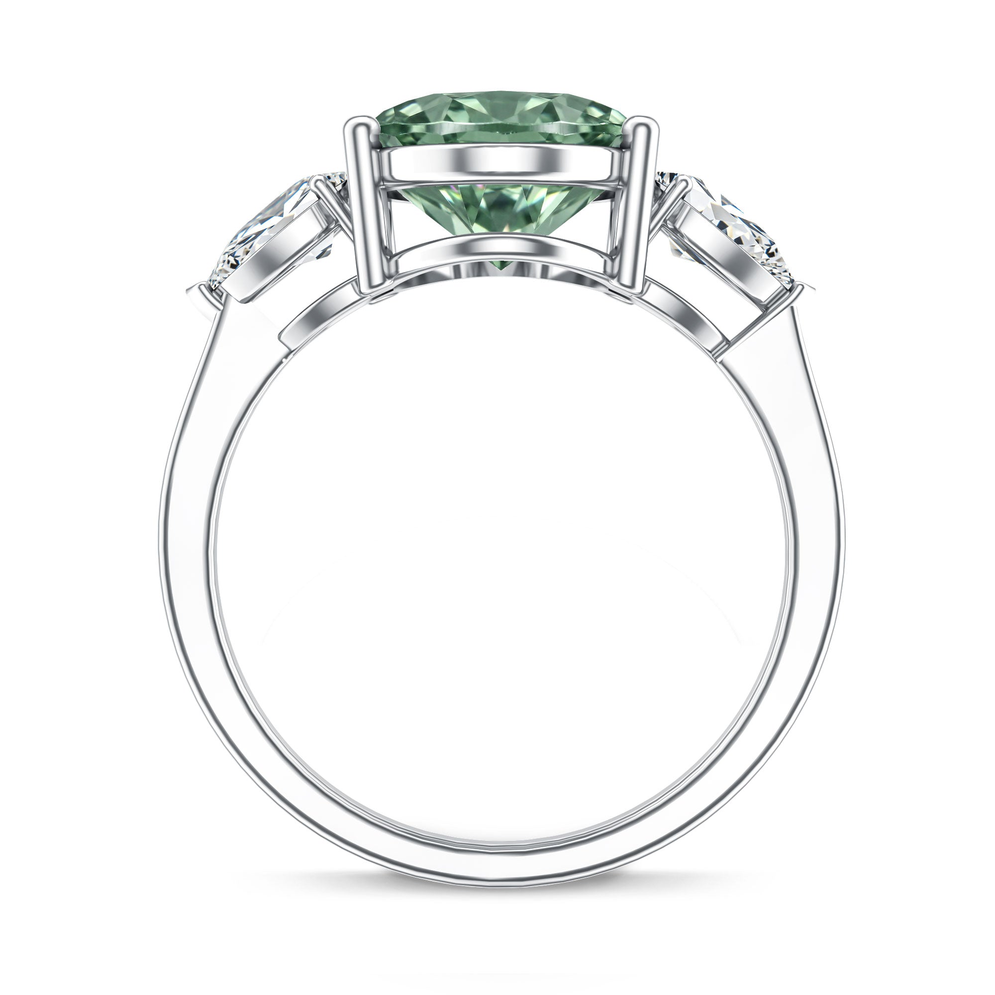 Rosec Jewels-4 Carat Lab Grown Green Diamond Large Engagement Ring with IGI Certificate