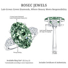 5 Carat IGI Certified Lab Grown Green Diamond Oval Statement Engagement Ring Vivid Green - VS1 - Rosec Jewels