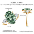 5 Carat IGI Certified Lab Grown Green Diamond Oval Statement Engagement Ring Vivid Green - VS1 - Rosec Jewels